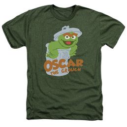 Sesame Street Flat Oscar - Men's Heather T-Shirt Men's Heather T-Shirt Sesame Street   