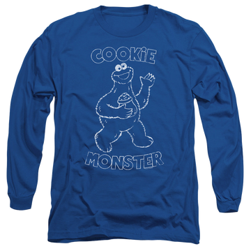Royal men's long sleeve t-shirt with Sesame Street Simple Cookie graphic