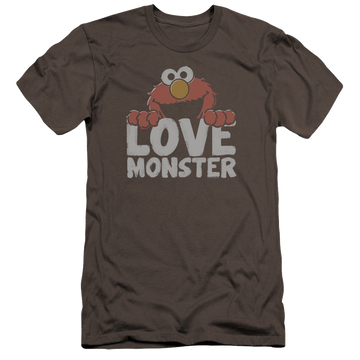 Charcoal men's premium slim fit t-shirt with Sesame Street Love Monster graphic