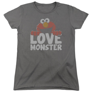 Charcoal women's t-shirt with Sesame Street Love Monster graphic