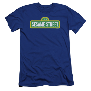 Royal men's premium slim fit t-shirt with Sesame Street Logo graphic
