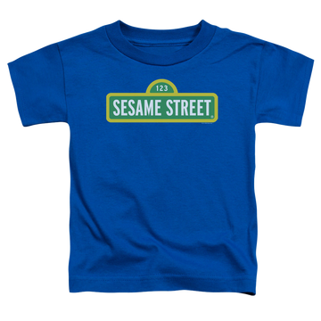 Royal kid's t-shirt for ages 4 to 7 with Sesame Street Logo graphic