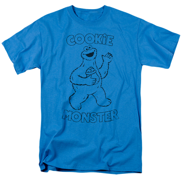 Turquoise men's regular fit t-shirt with Sesame Street Simple Cookie graphic