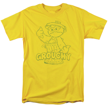 Yellow men's regular fit t-shirt with Sesame Street Grouchy graphic