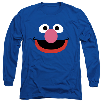 Royal men's long sleeve t-shirt with Sesame Street Grover Face graphic