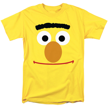 Yellow men's regular fit t-shirt with Sesame Street Bert Face graphic