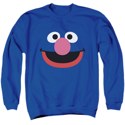 Sesame Street Grover Face - Men's Crewneck Sweatshirt Men's Crewneck Sweatshirt Sesame Street   