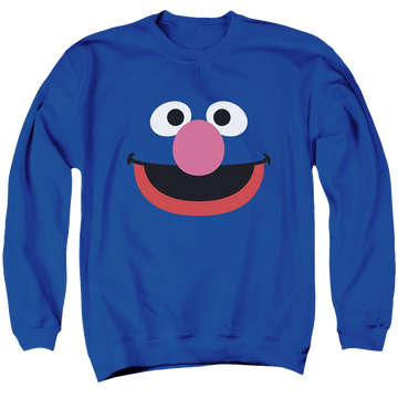 Royal men's crewneck sweatshirt with Sesame Street Grover Face graphic