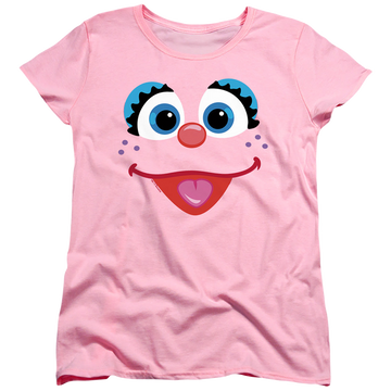 Pink women's t-shirt with Sesame Street Abby Face graphic