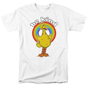 White men's regular fit t-shirt with Sesame Street Be Kind graphic