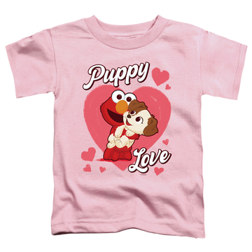 Pink toddler t-shirt with Sesame Street Puppy Love graphic