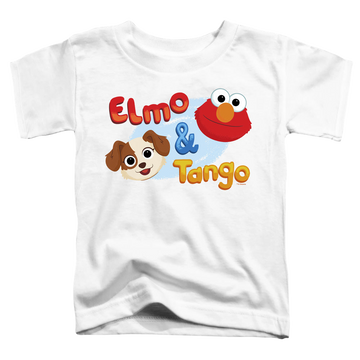 White toddler t-shirt with Sesame Street Elmo & Tango graphic