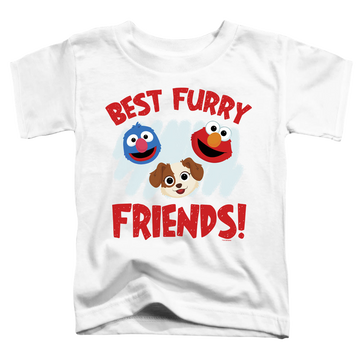 White toddler t-shirt with Sesame Street Best Furry Friends graphic