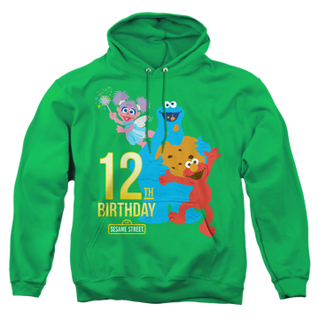 Kelly green pullover hoodie with Sesame Street 12Th Birthday graphic