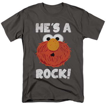 Charcoal men's regular fit t-shirt with Sesame Street He's A Rock graphic