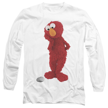 White men's long sleeve t-shirt with Sesame Street Existential Elmo graphic