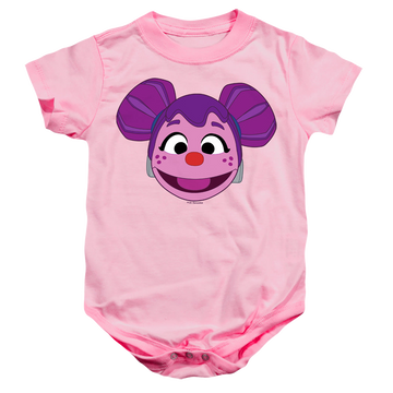 Pink baby bodysuit with Sesame Street Mecha Abby Face graphic