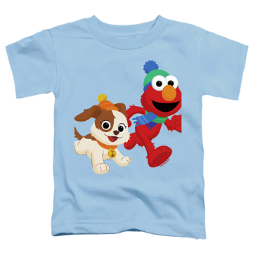 Light blue toddler t-shirt with Sesame Street Best Friends, Elmo And Tango Winter Fun graphic