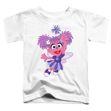 White toddler t-shirt with Sesame Street Furry Friends Forever! Abby Cadabby graphic