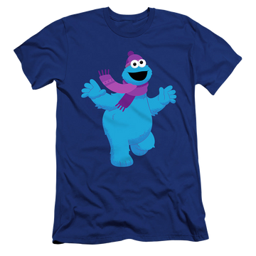 Royal men's premium slim fit t-shirt with Sesame Street Furry Friends Forever! Cookie Monster graphic