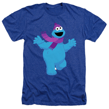 Royal men's heather t-shirt with Sesame Street Furry Friends Forever! Cookie Monster graphic