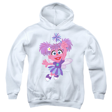 White youth hoodie for ages 8 to 12 with Sesame Street Furry Friends Forever! Abby Cadabby graphic