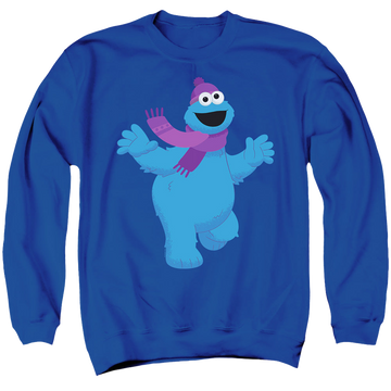Royal men's crewneck sweatshirt with Sesame Street Furry Friends Forever! Cookie Monster graphic