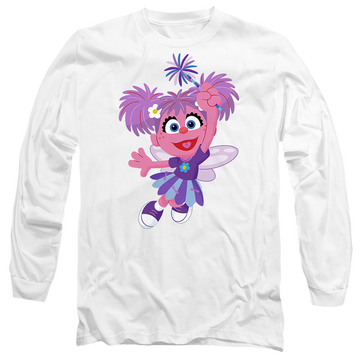 White men's long sleeve t-shirt with Sesame Street Furry Friends Forever! Abby Cadabby graphic