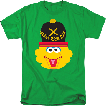 Kelly green men's regular fit t-shirt with Sesame Street Christmas Nutcracker Big Bird graphic