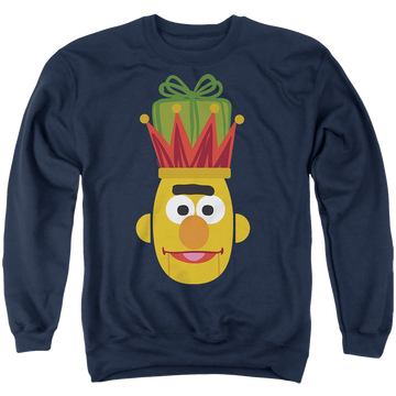 Navy men's crewneck sweatshirt with Sesame Street Christmas Nutcracker Bert graphic