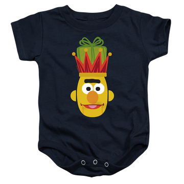 Navy baby bodysuit with Sesame Street Christmas Nutcracker Bert graphic
