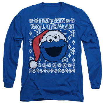 Sesame Street Cookie Monster Ugly Christmas - Men's Long Sleeve T-Shirt Men's Long Sleeve T-Shirt Sesame Street   