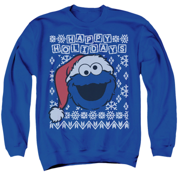 Sesame Street Cookie Monster Ugly Christmas - Men's Crewneck Sweatshirt Men's Crewneck Sweatshirt Sesame Street   