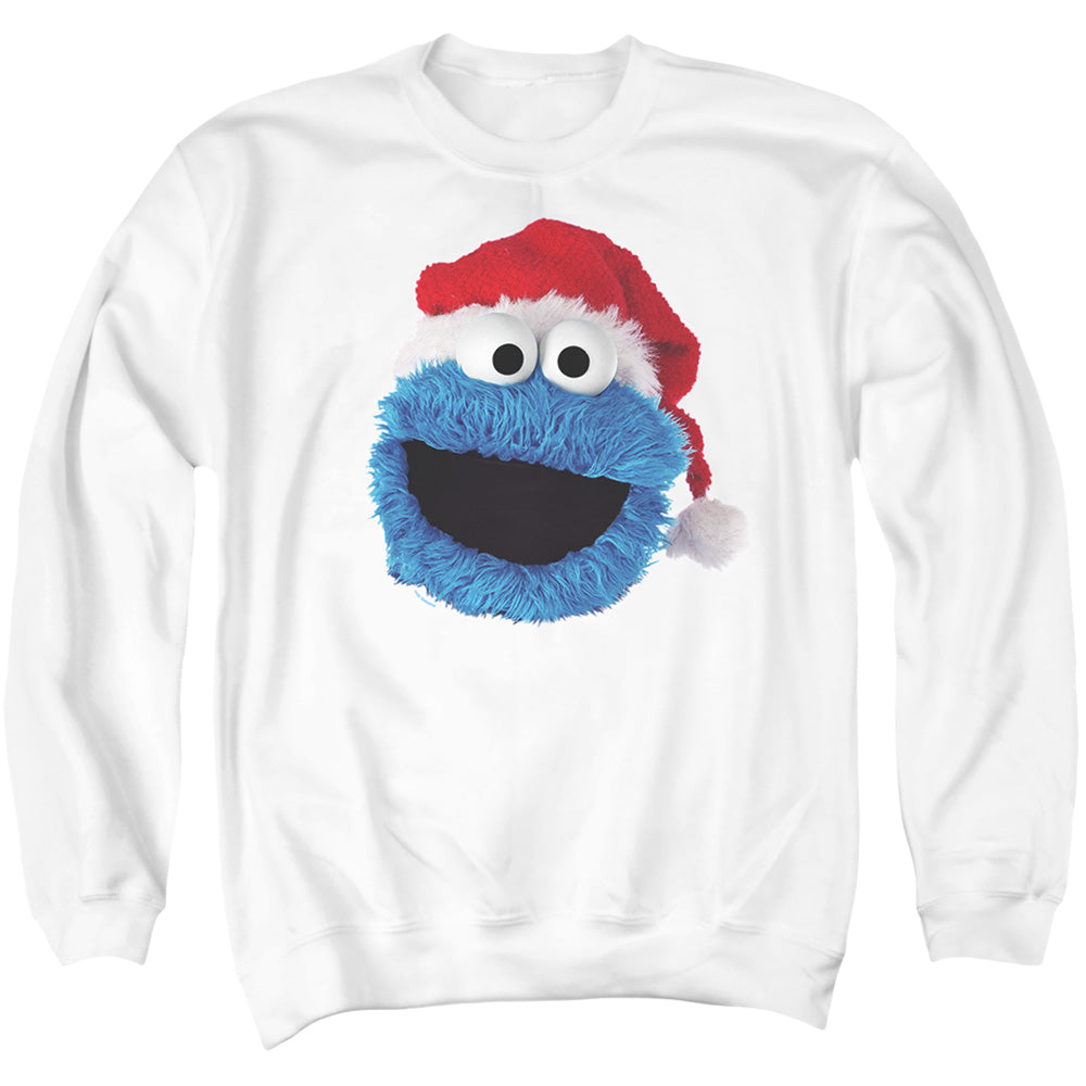 Sesame Street Cookie Monster Christmas Hat - Men's Crewneck Sweatshirt Men's Crewneck Sweatshirt Sesame Street   