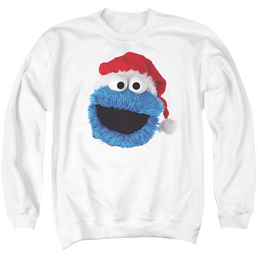 Sesame Street Cookie Monster Christmas Hat - Men's Crewneck Sweatshirt Men's Crewneck Sweatshirt Sesame Street   