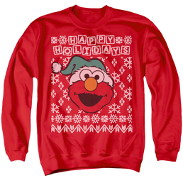 Sesame Street Elmo Ugly Christmas - Men's Crewneck Sweatshirt Men's Crewneck Sweatshirt Sesame Street   