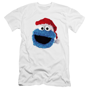 Sesame Street Cookie Monster Christmas Hat - Men's Premium Slim Fit T-Shirt Men's Premium Slim Fit T-Shirt Sesame Street   