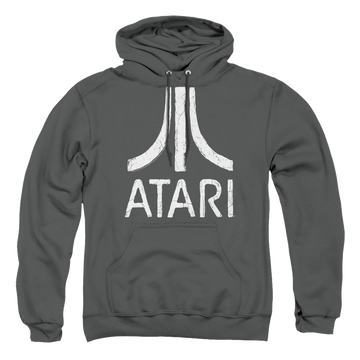 Charcoal pullover hoodie with Atari Rough Logo graphic