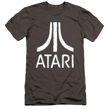Charcoal men's premium slim fit t-shirt with Atari Rough Logo graphic