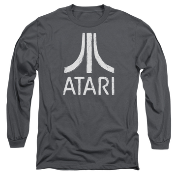 Charcoal men's long sleeve t-shirt with Atari Rough Logo graphic