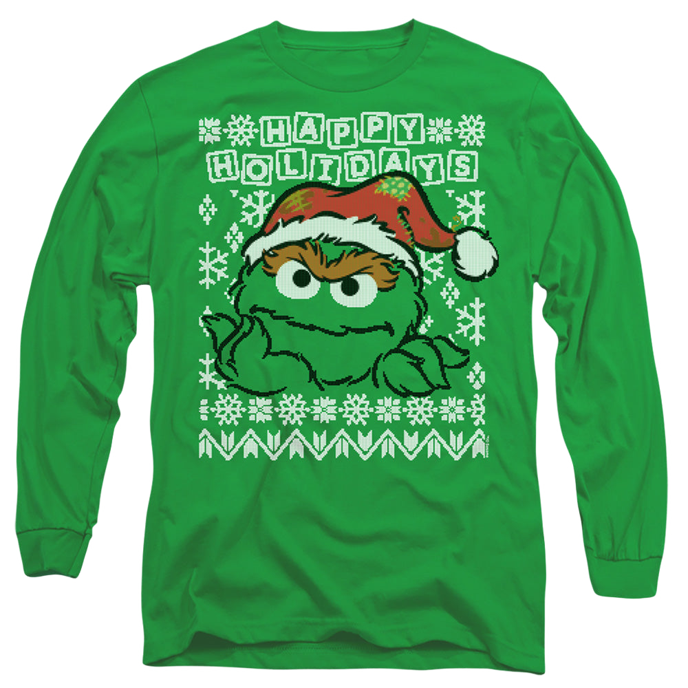 Sesame Street Oscar The Grouch Ugly Christmas - Men's Long Sleeve T-Shirt Men's Long Sleeve T-Shirt Sesame Street   