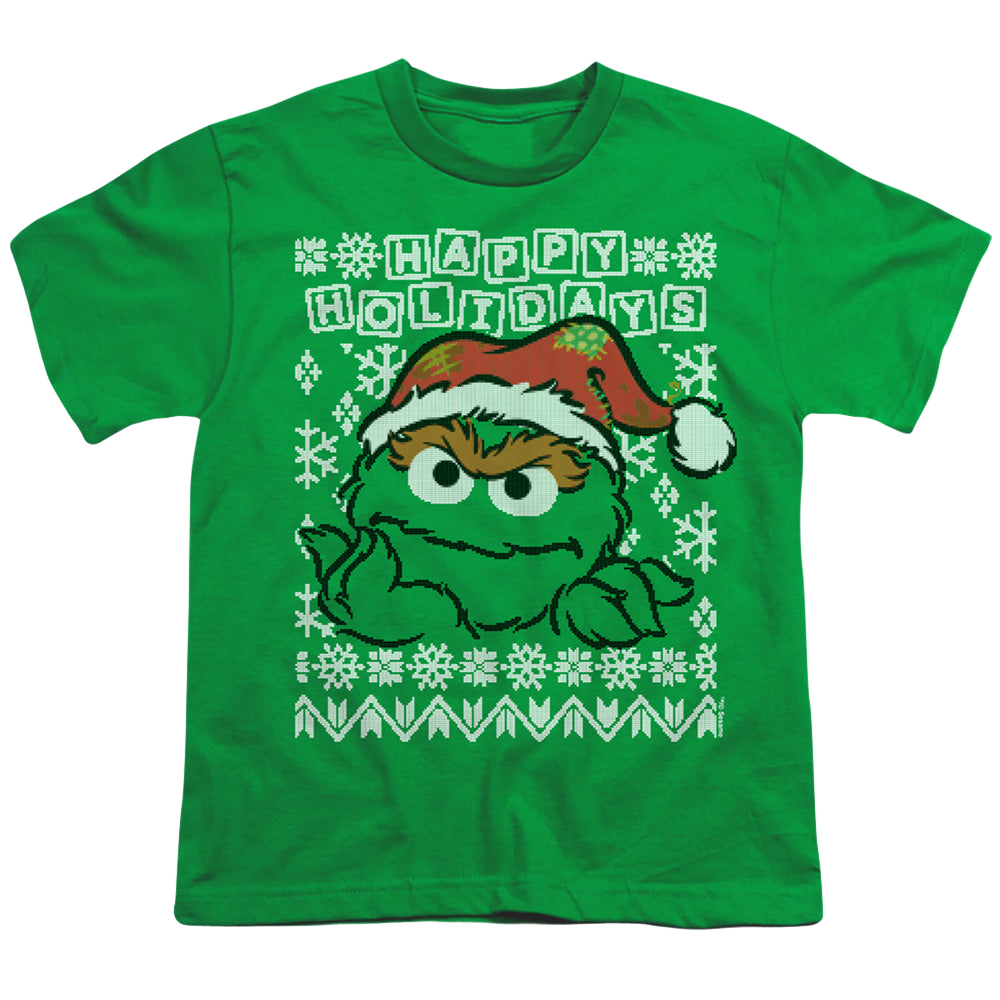 Sesame Street Oscar The Grouch Ugly Christmas - Youth T-Shirt Youth T-Shirt (Ages 8-12) Sesame Street   
