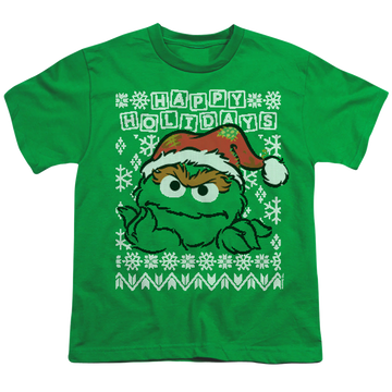 Sesame Street Oscar The Grouch Ugly Christmas - Youth T-Shirt Youth T-Shirt (Ages 8-12) Sesame Street   