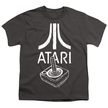Charcoal youth t-shirt for ages 8 to 12 with Atari Joystick Logo graphic