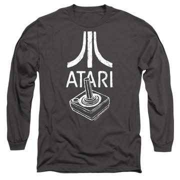 Charcoal men's long sleeve t-shirt with Atari Joystick Logo graphic