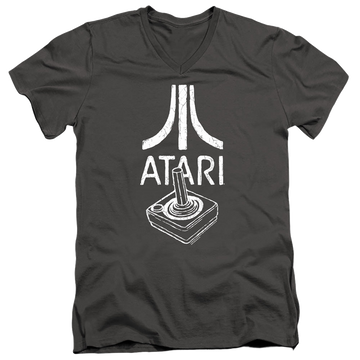 Charcoal men's v-neck t-shirt with Atari Joystick Logo graphic