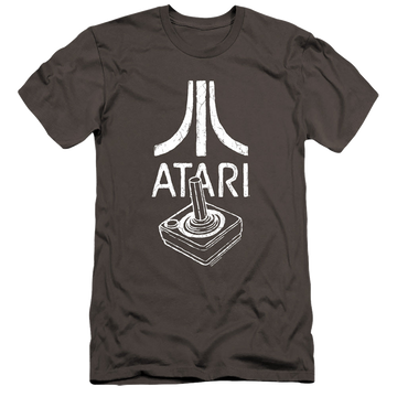Charcoal men's premium slim fit t-shirt with Atari Joystick Logo graphic