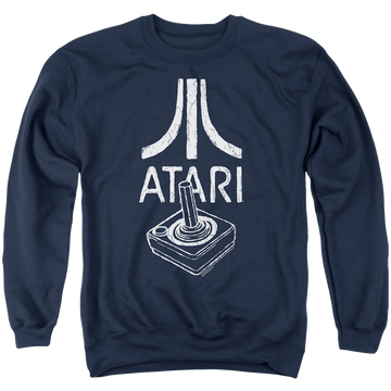 Navy men's crewneck sweatshirt with Atari Joystick Logo graphic