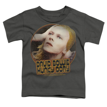 Charcoal kid's t-shirt for ages 4 to 7 with David Bowie Hunky Dory Circle graphic