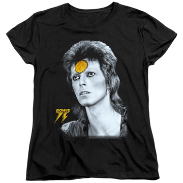 Black women's t-shirt with David Bowie Golden Bowie graphic